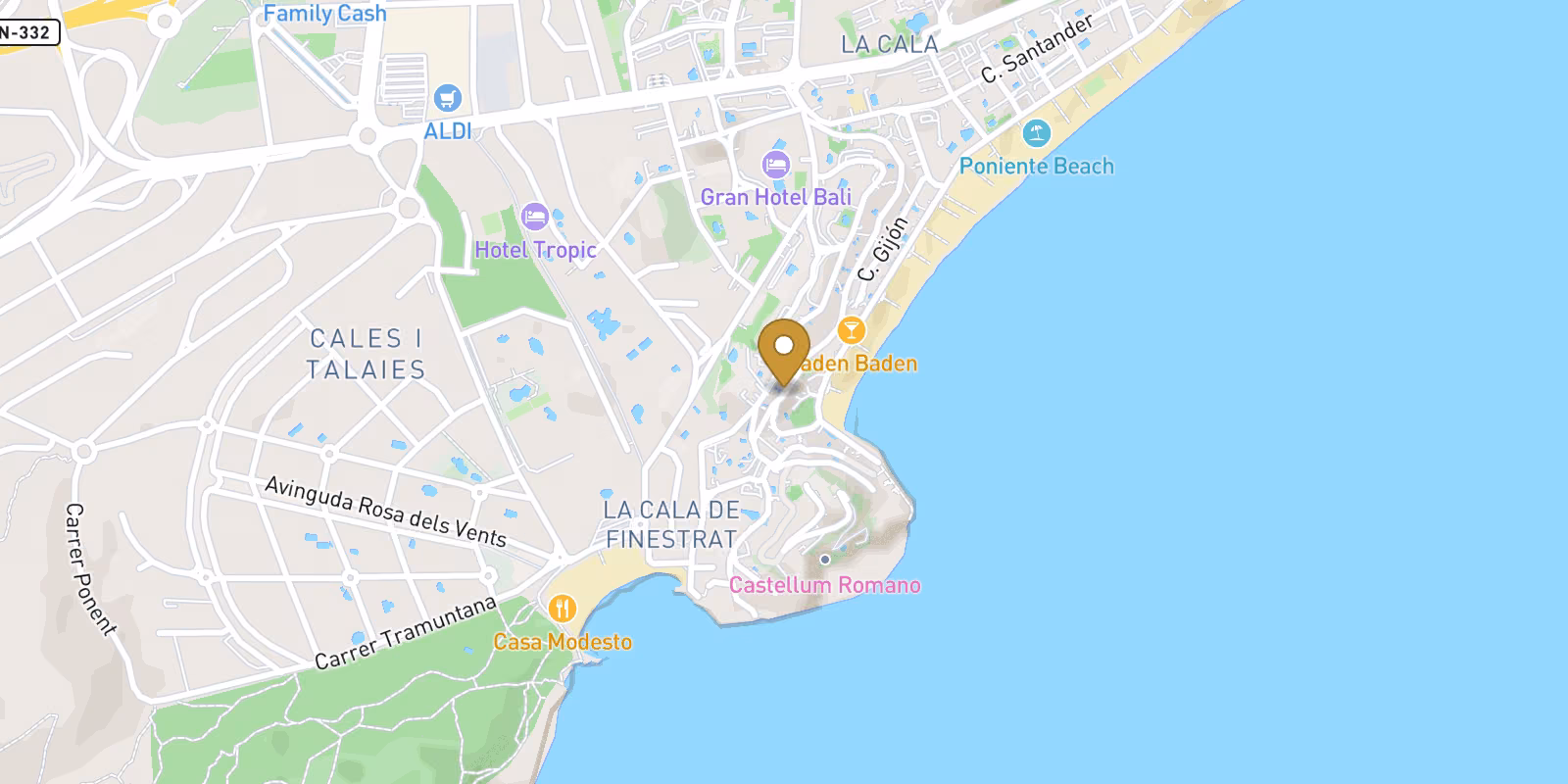 Mapa — Primera Línea de Playa en Benidorm y con Piscina Privada