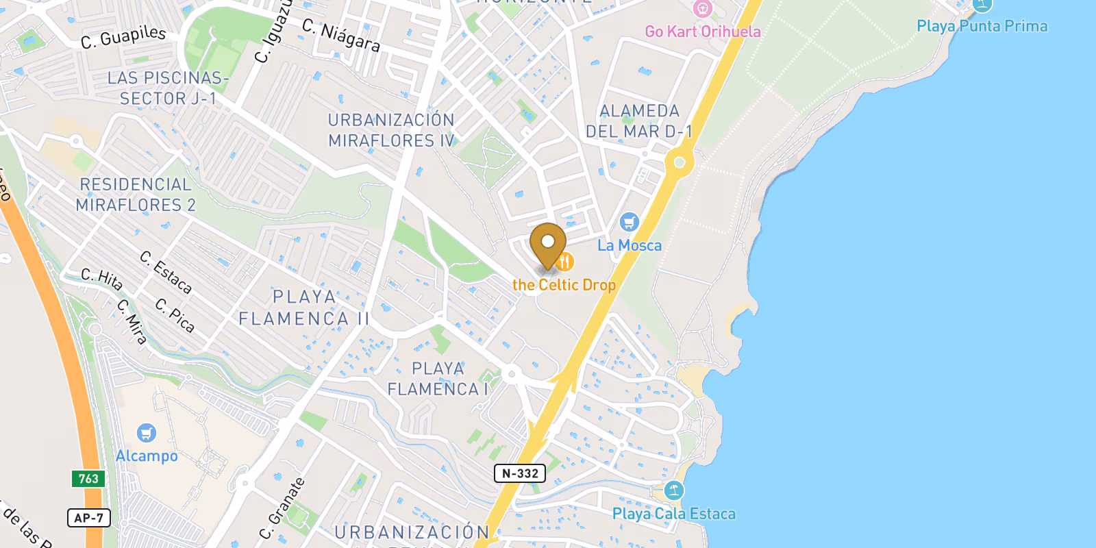 Map — Playa Flamenca ground-floor apartments near Cala La Mosca