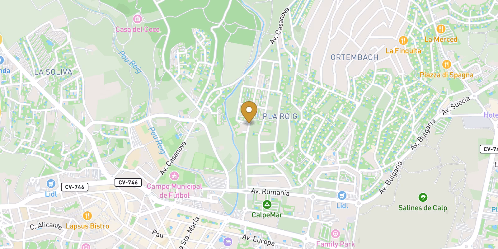 Map — Compact Pla Roig villa with private pool
