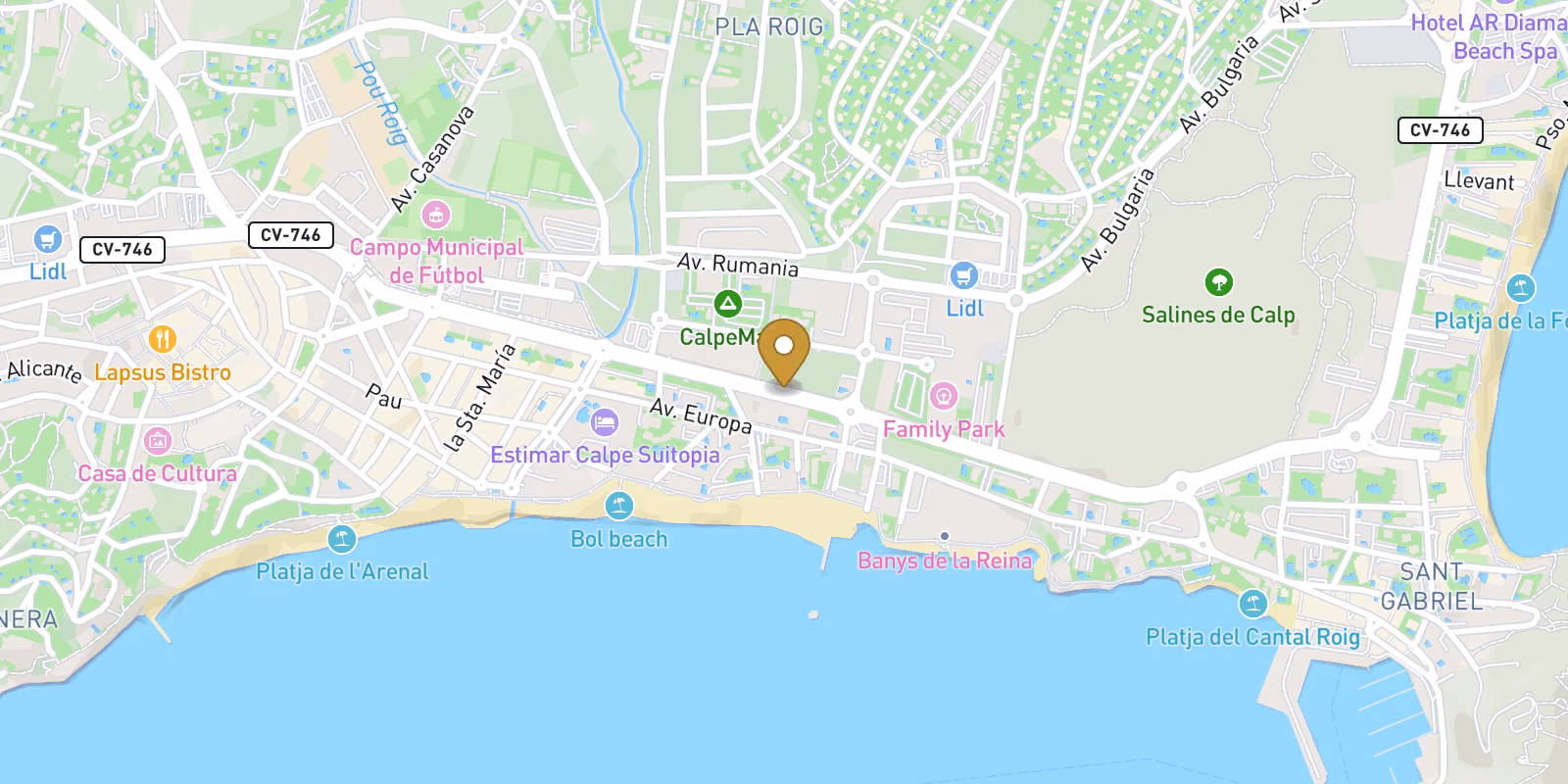 Map — Compact 3-bed apartment in Playa Cantal Roig