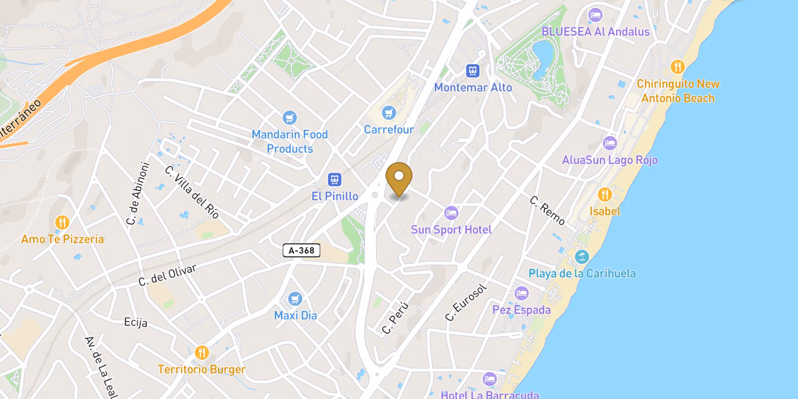 Map — Montemar semi-detached homes near Torremolinos beach