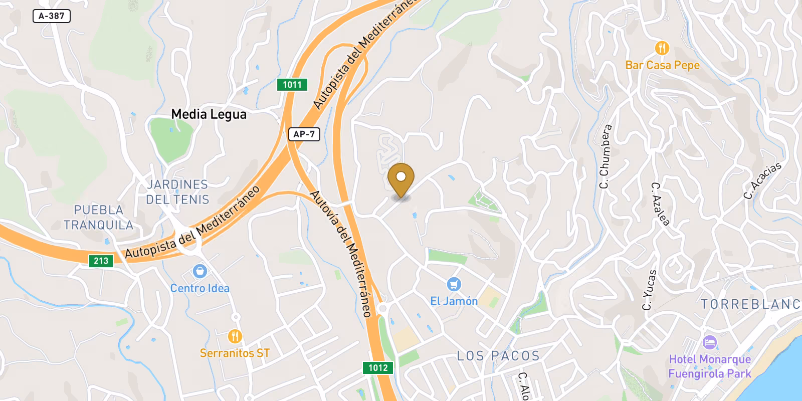 Map — Los Pacos apartments, ground-floor homes and penthouses in Fuengirola