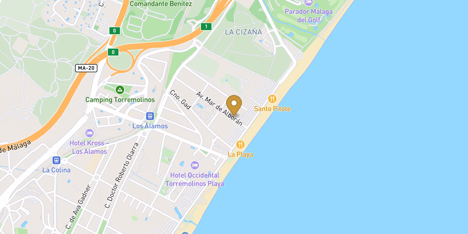 Map — Playa de Los Alamos ground-floor apartments in Torremolinos with live pricing