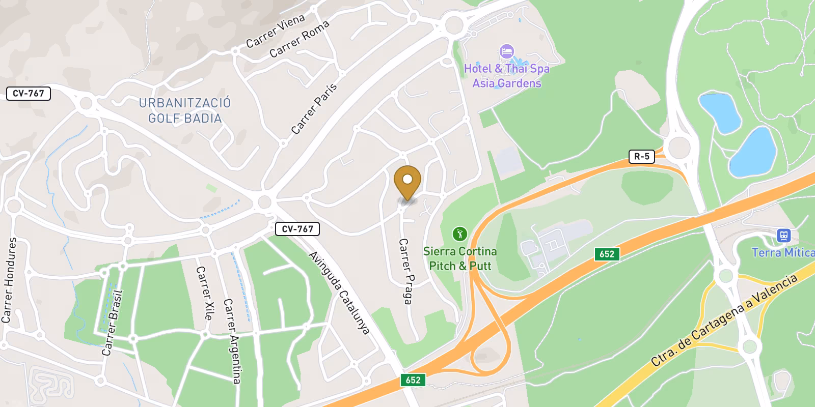 Map — Sierra Cortina villas in Finestrat with live pricing