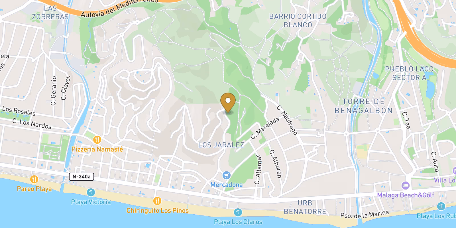 Map — Pueblo apartments with solarium near the beach in Rincón de la Victoria