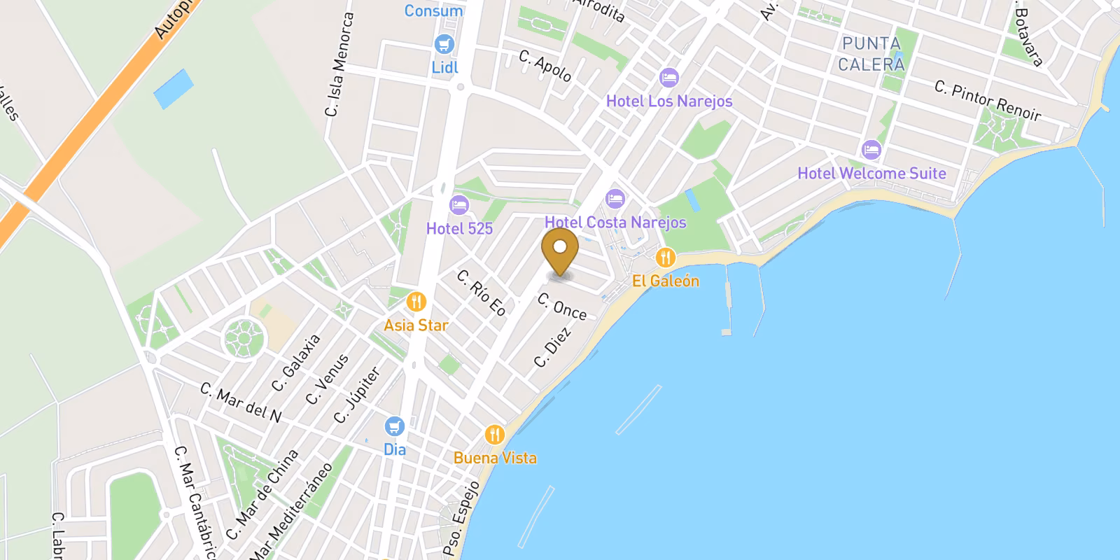 Map — Playa la Atascadera villa metres from the Los Alcazares shore