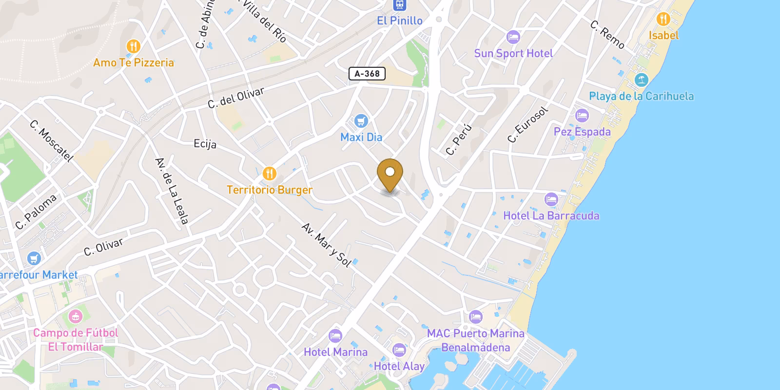 Map — Benalmadena-edge penthouses near Torremolinos beach access