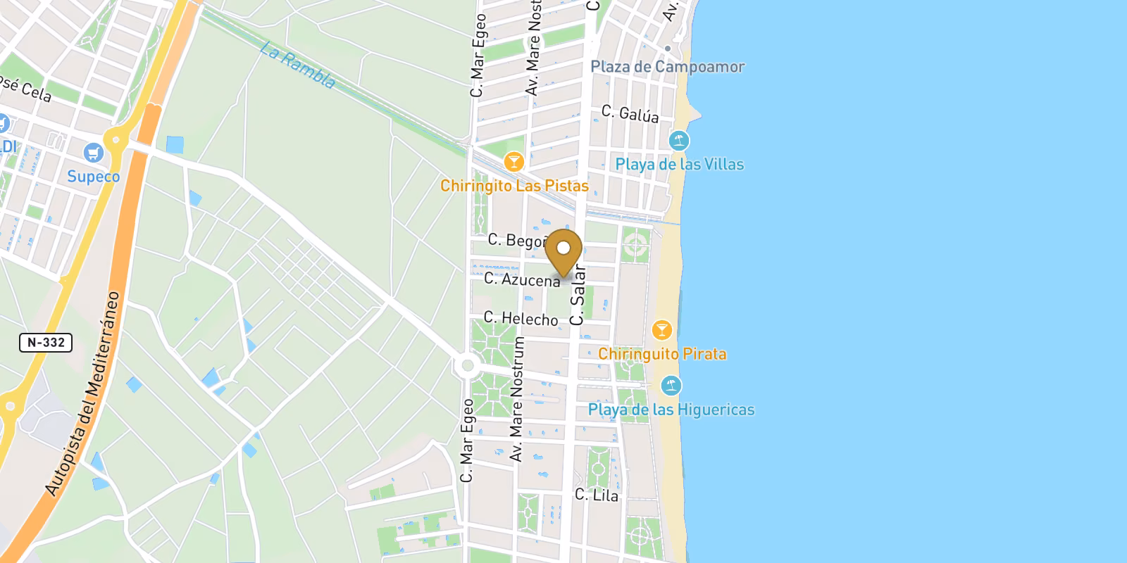 Map — Las Higuericas bungalows near the beach