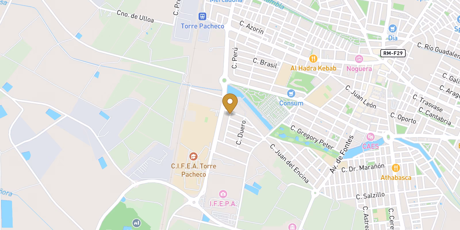 Map — Torre Pacheco bungalows with town services nearby