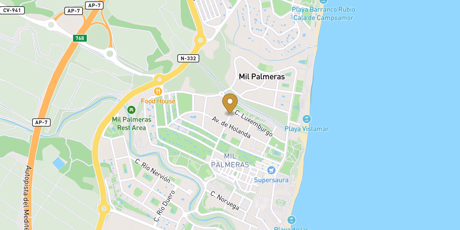 Map — Mil Palmeras penthouses and apartments