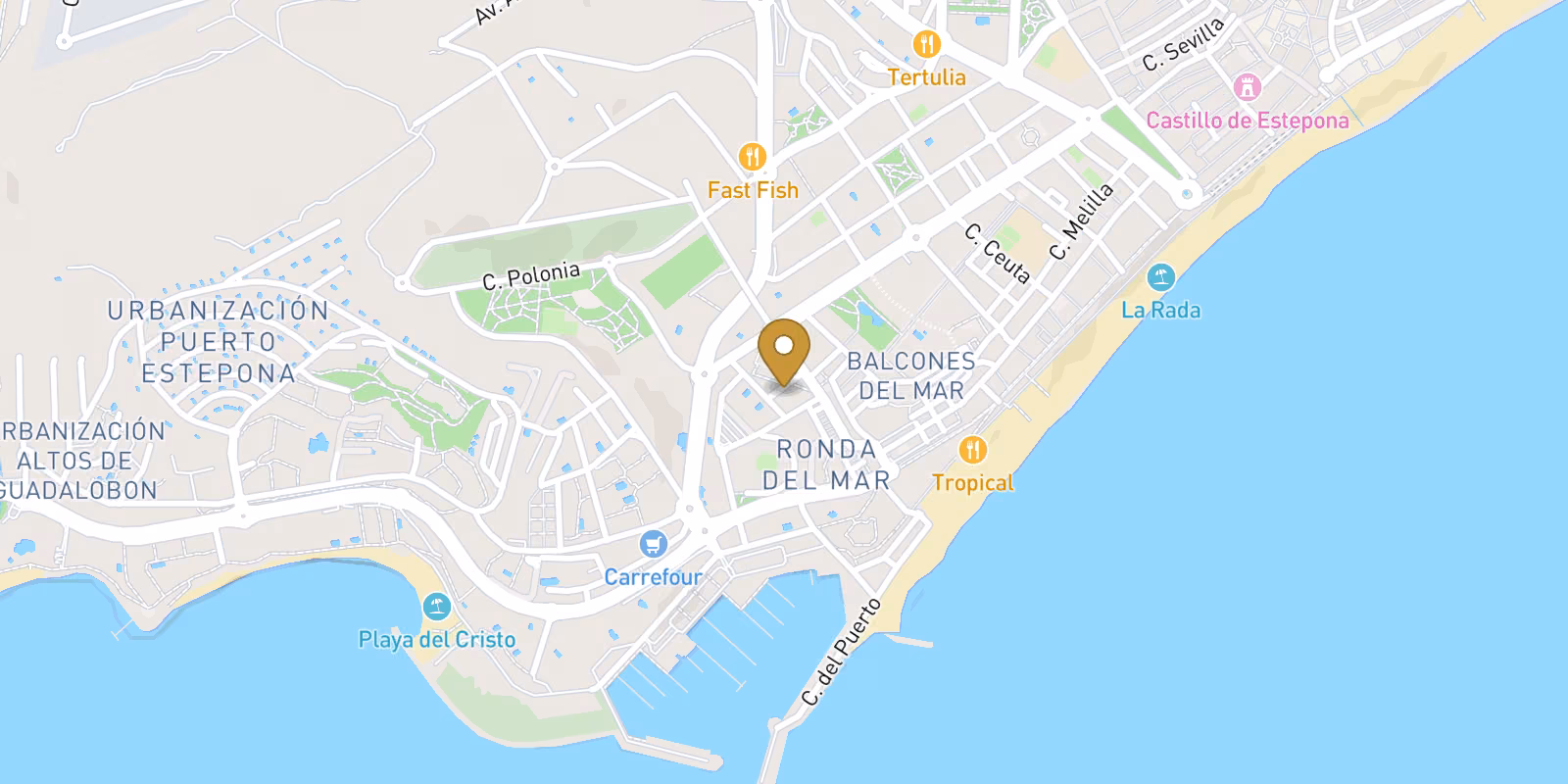 Map — Playa de La Rada homes with walk score 100