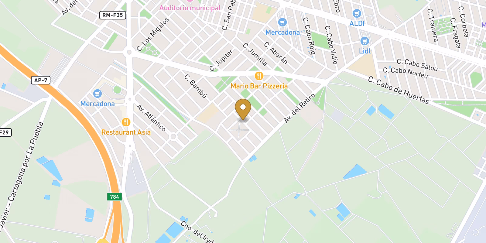 Map — Parque del Doce townhouses with private pools in San Javier