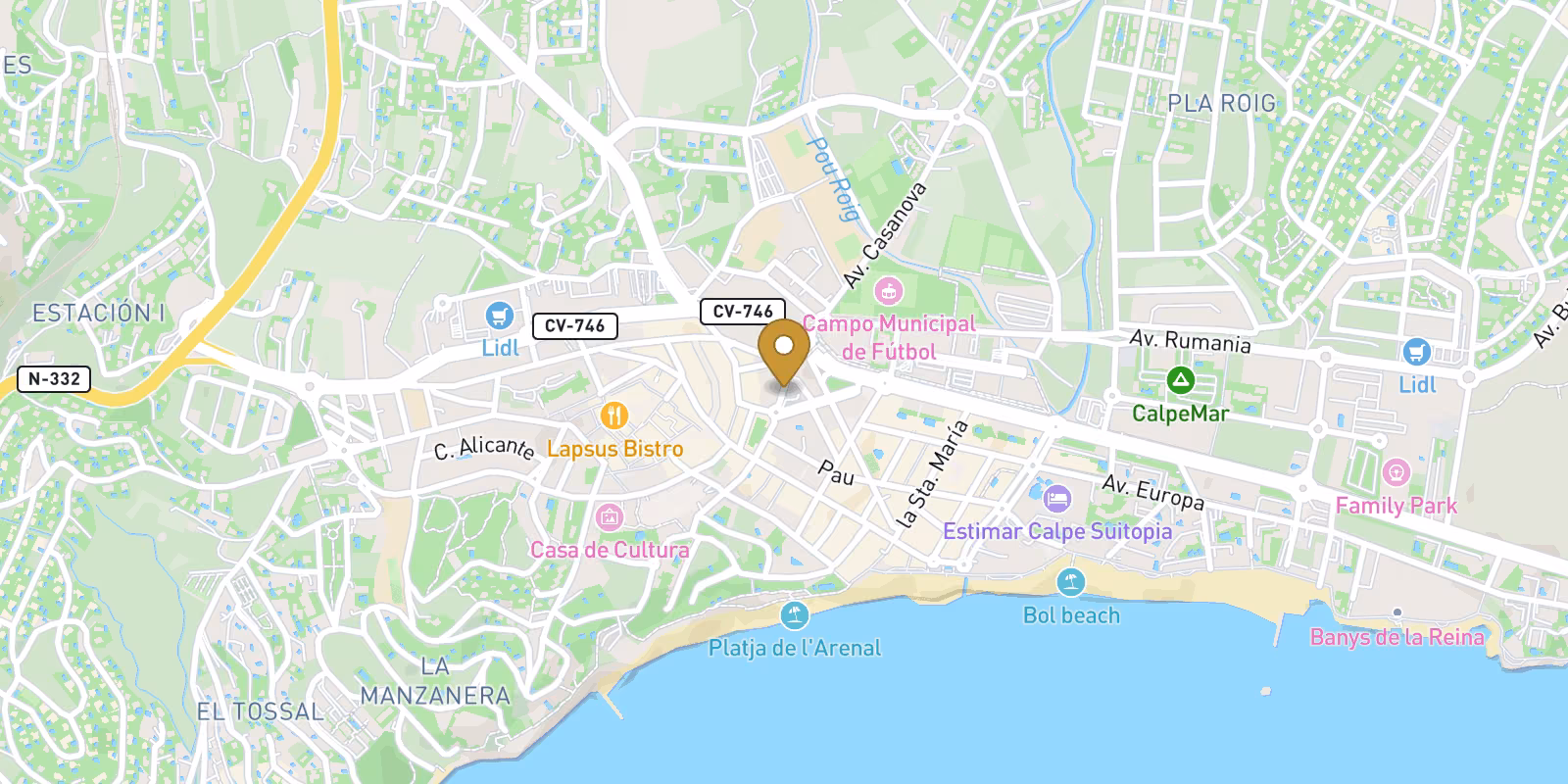 Map — Arenal Bol apartments in Calpe