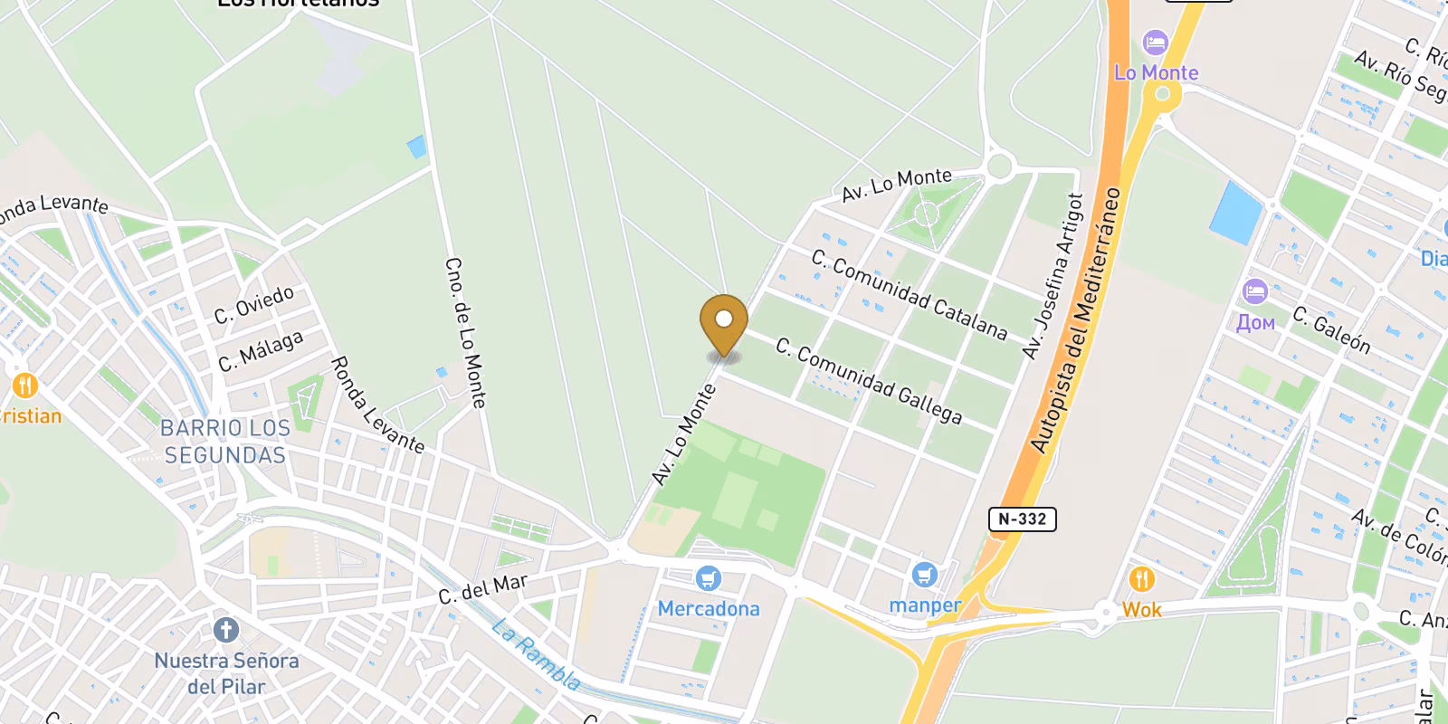 Map — Lo Monte townhouses in Pilar de La Horadada | Novado