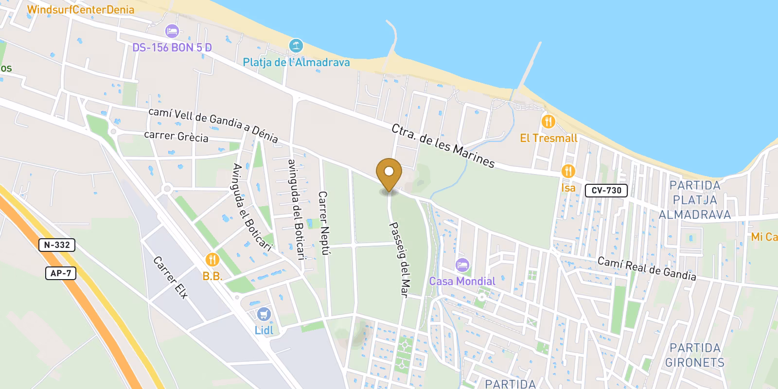 Map — New-build apartments at Playa de La Almadraba, Denia