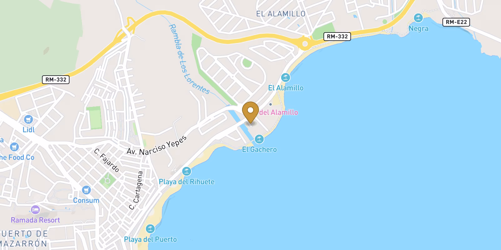 Map — El Alamillo villa by the beach in Puerto de Mazarron