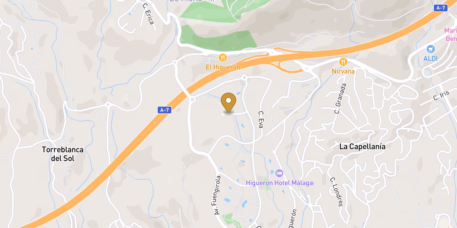 Map — Three-bed homes with sea views in Higuerón