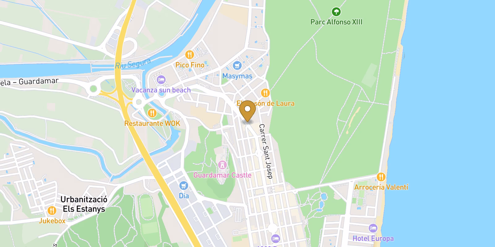 Map — Pueblo penthouse apartments near Guardamar beach