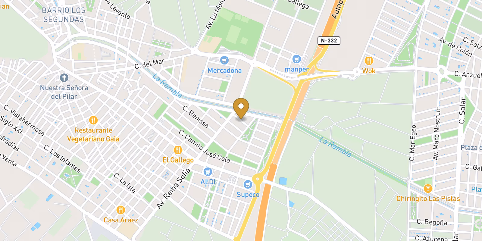 Map — Pueblo bungalows in Pilar de la Horadada with live pricing
