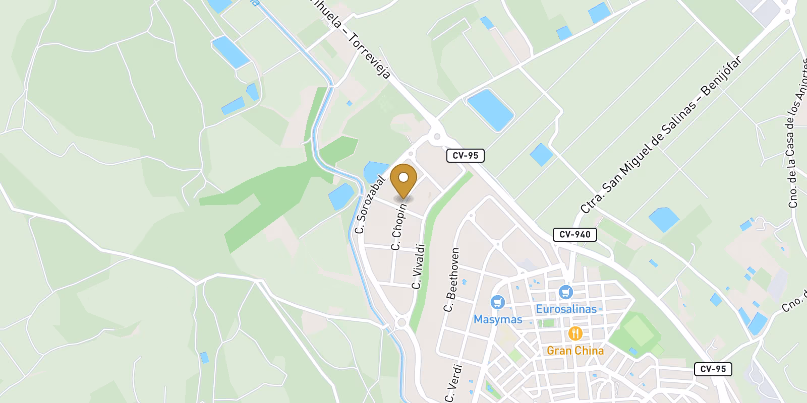 Map — Modern, newly built bungalows in San Miguel de Salinas with 3 communal swimming pools