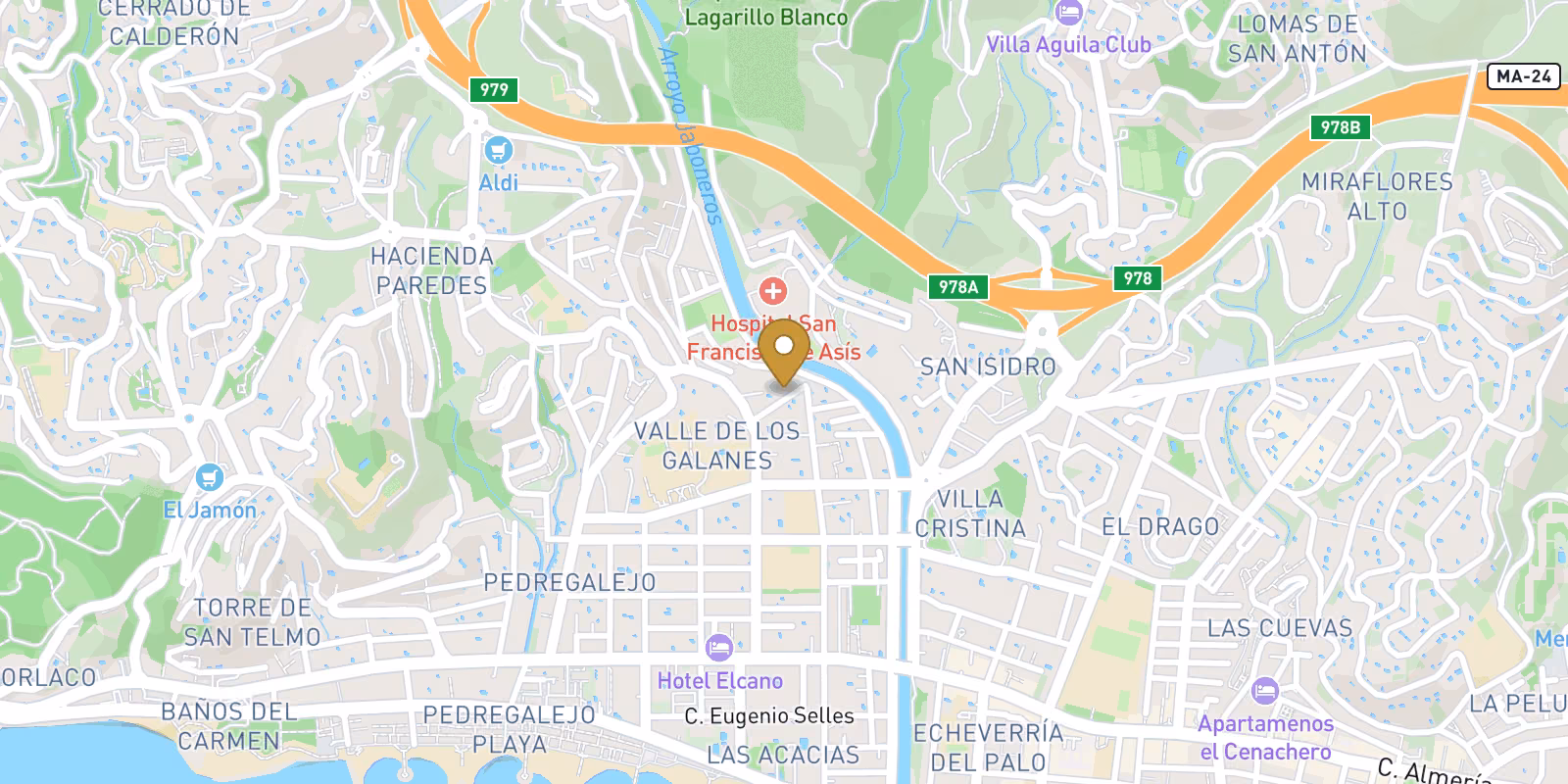 Mapa — Adosados de lujo con vistas al mar en Pedregalejo (Málaga): vida costera de primer nivel