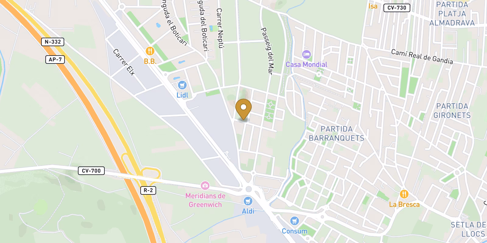 Map — New Build Townhouses and Semi Detached Villas in El Verger Near the Beach
