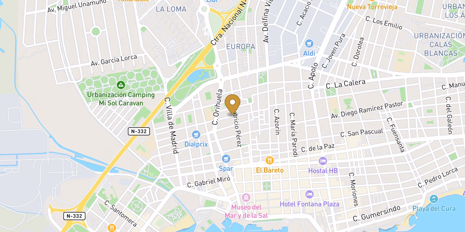 Mapa — Estudios y apartamentos de nueva construcción en el centro de Torrevieja, cerca de la playa