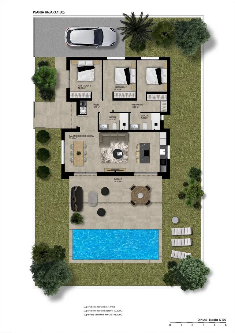 Villas de Obra Nueva con Piscina en Hondon de las Nieves