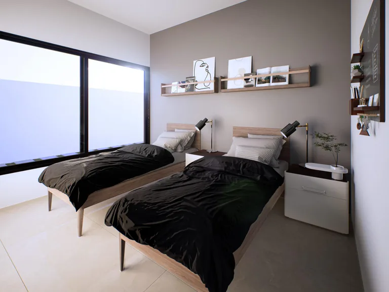Villa de estilo ibicenco en un tranquilo pueblo español