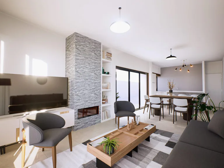 Villa de estilo ibicenco en un tranquilo pueblo español