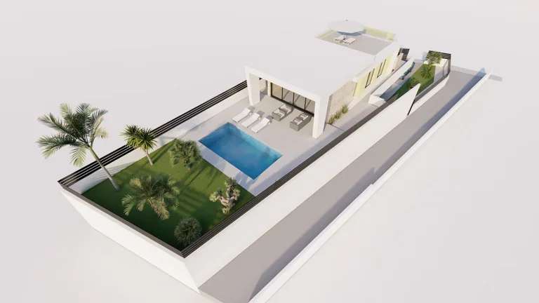 Chalets de obra nueva de una planta con piscina privada en Torrevieja