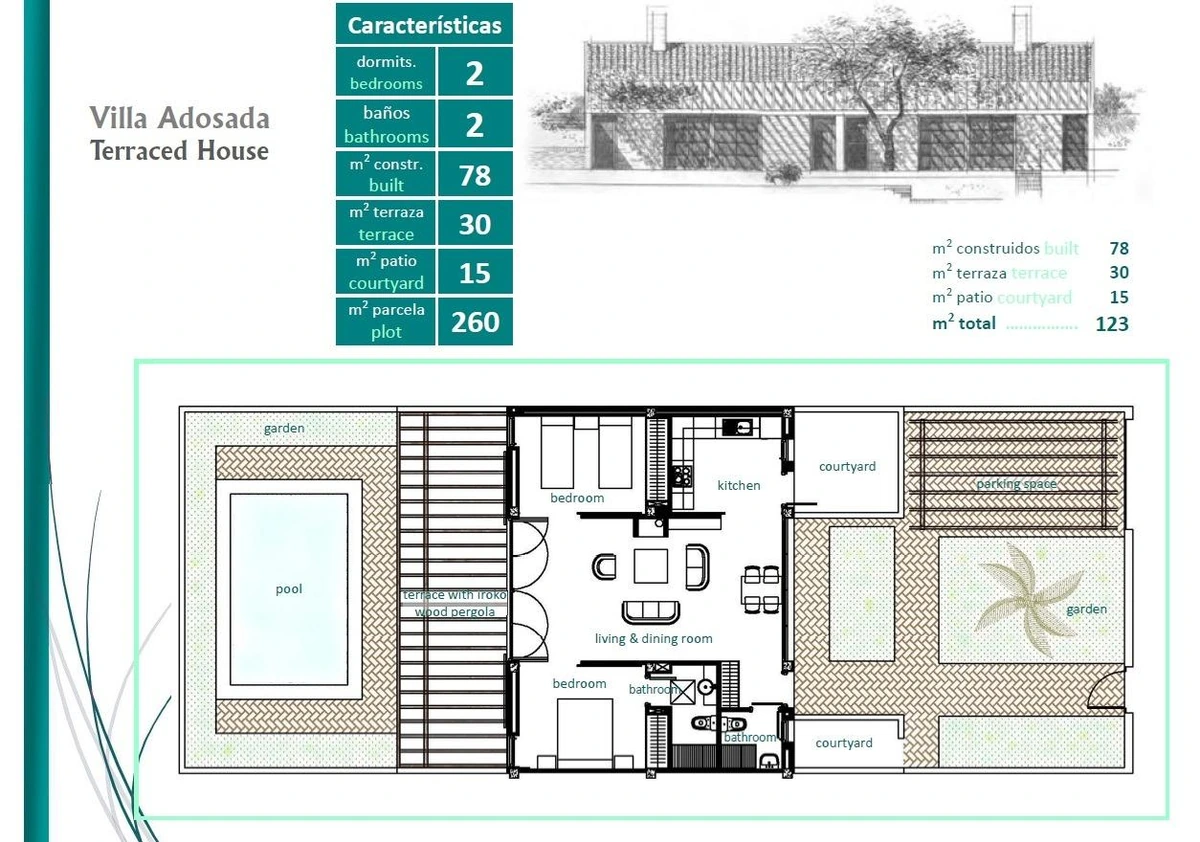 Unit NV-101102 — Elegantes adosados de una planta con piscina privada en Peraleja Golf Resort - Costa Cálida