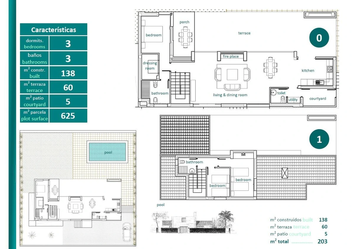 Unit NV-101104 — Elegantes adosados de una planta con piscina privada en Peraleja Golf Resort - Costa Cálida
