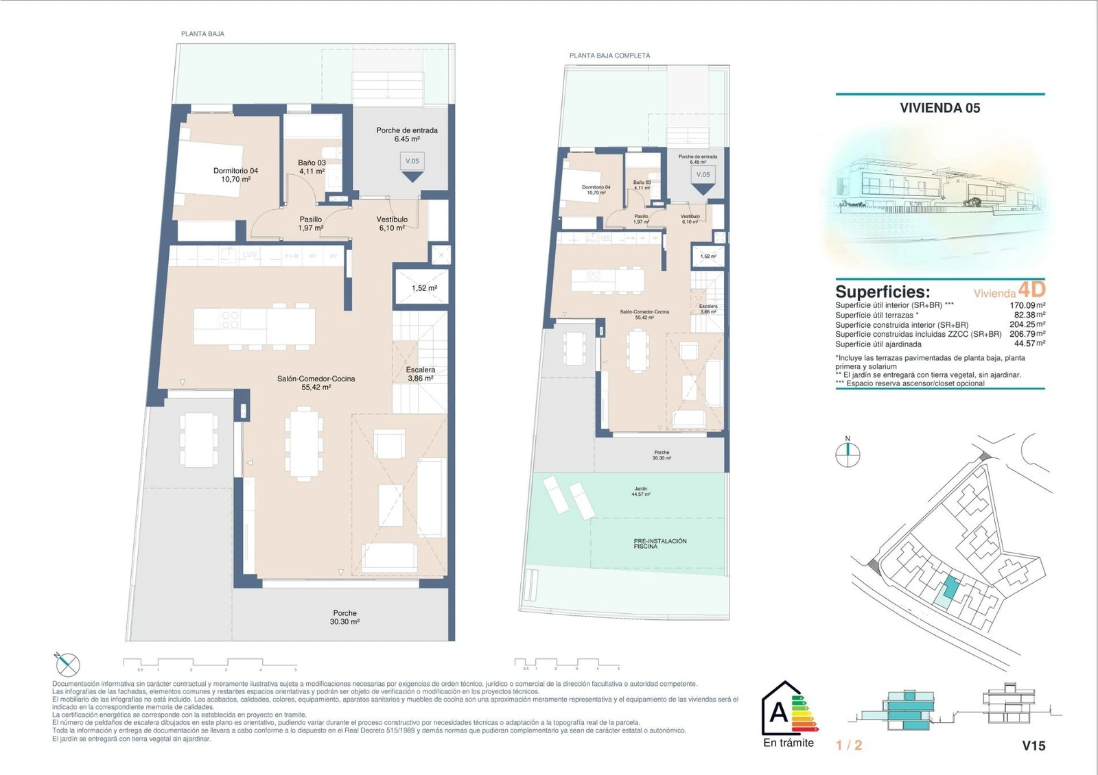 Unit NV-101143 — Chalets Adosados y Pareados de Obra Nueva en Cabo de las Huertas, Alicante