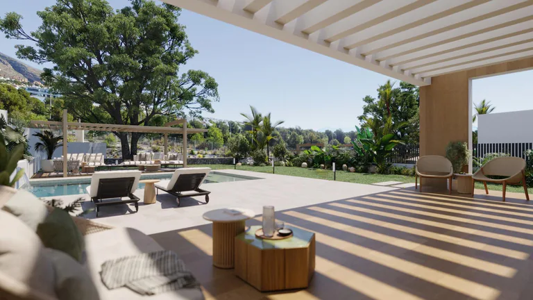 Modernas villas de una sola planta con piscina privada en Finestrat