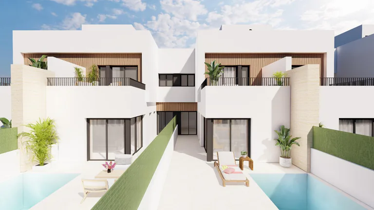 Modernas villas adosadas con piscina privada cerca del mar en Santiago de la Ribera