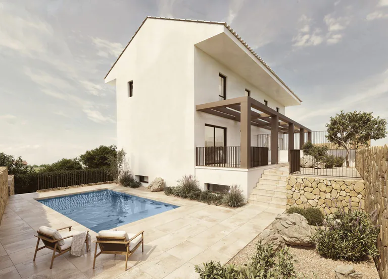 Exclusivas villas adosadas de nueva construcción con piscina privada y garaje en La Nucía