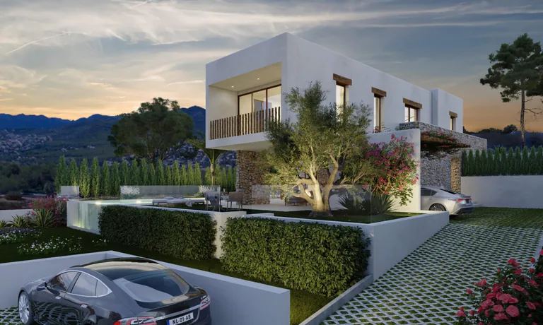 Villa de lujo estilo Ibiza con vistas panorámicas en Las Laderas, Jávea