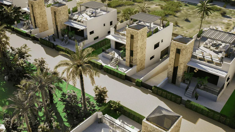 Villas de nueva construcción en Camposol Golf (Mazarrón-Murcia) con solárium privado y sótano