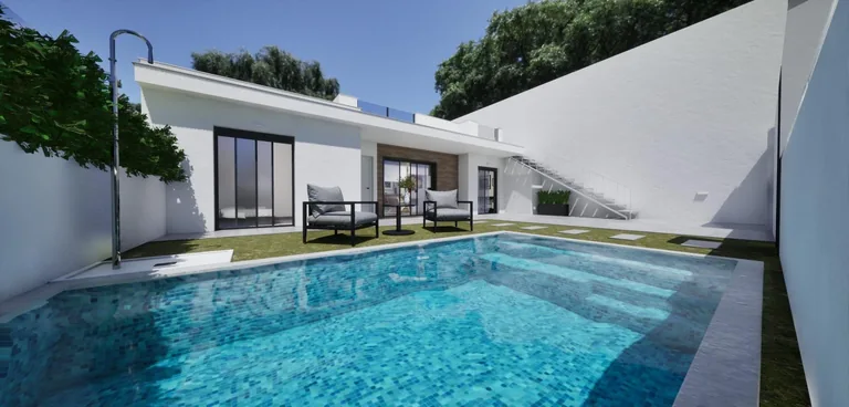Villas adosadas de nueva construcción en esquina a la venta en Torre Pacheco con piscina privada y solárium