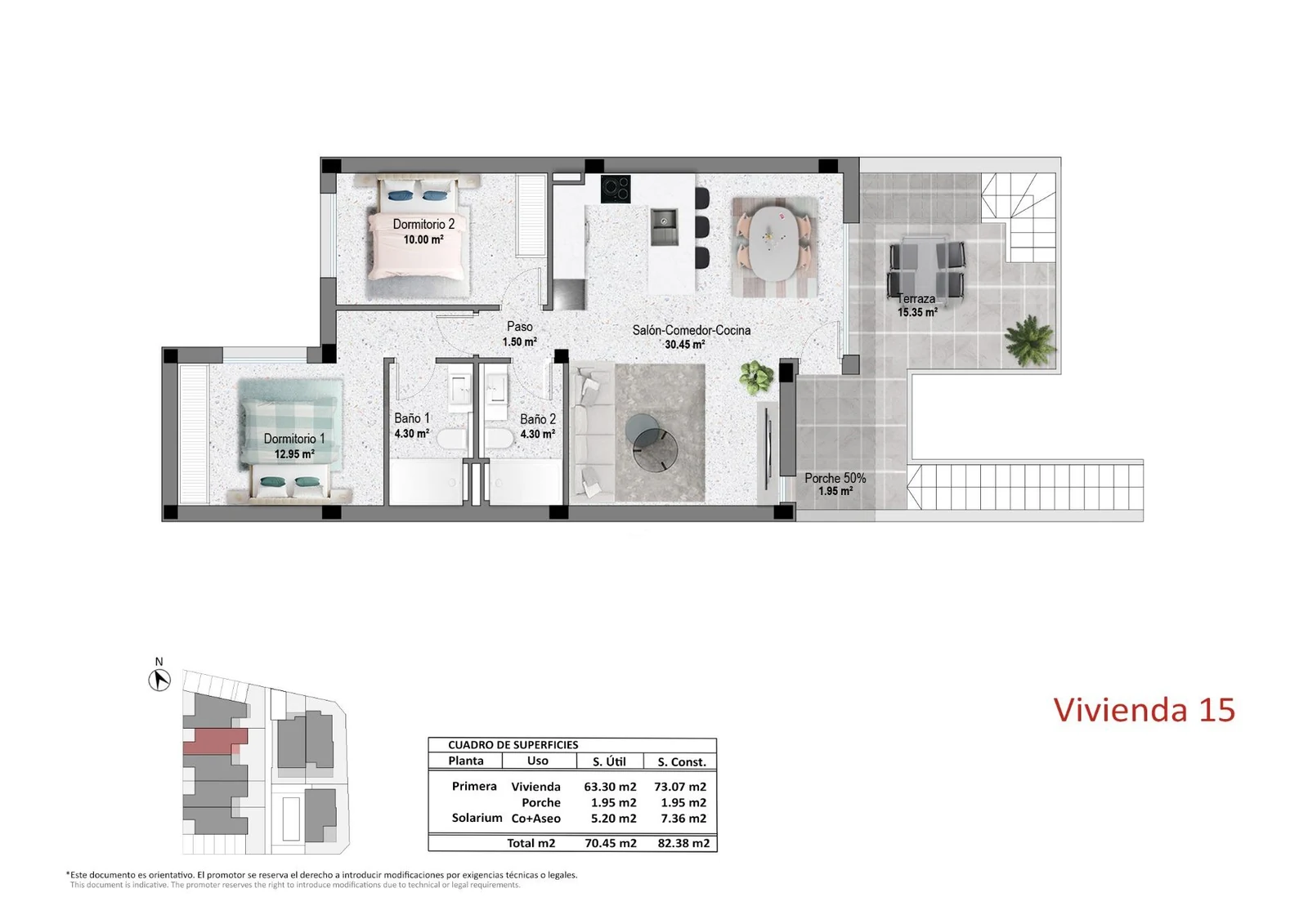 Unit NV-102645 — Bungalow en planta alta de obra nueva en Pilar de La Horadada